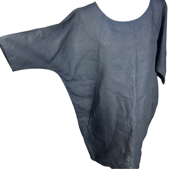 Magic Linen Boxy Shift Dress M Handmade Minimalist Boho Chic Layering - Picture 8 of 12